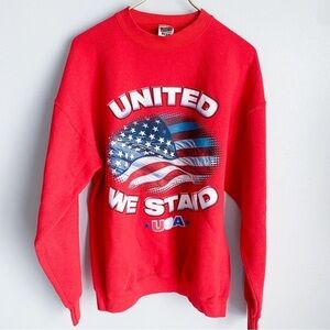 Vtg 90s Y2K United we Stand USA American flag crewneck sweatshirt red size large